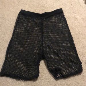 Fishnet biker shorts
